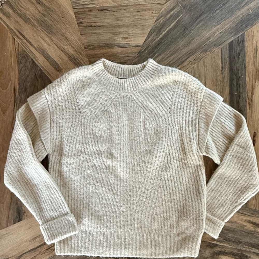 Express Cream Chunky Knit Crew Neck Sweater